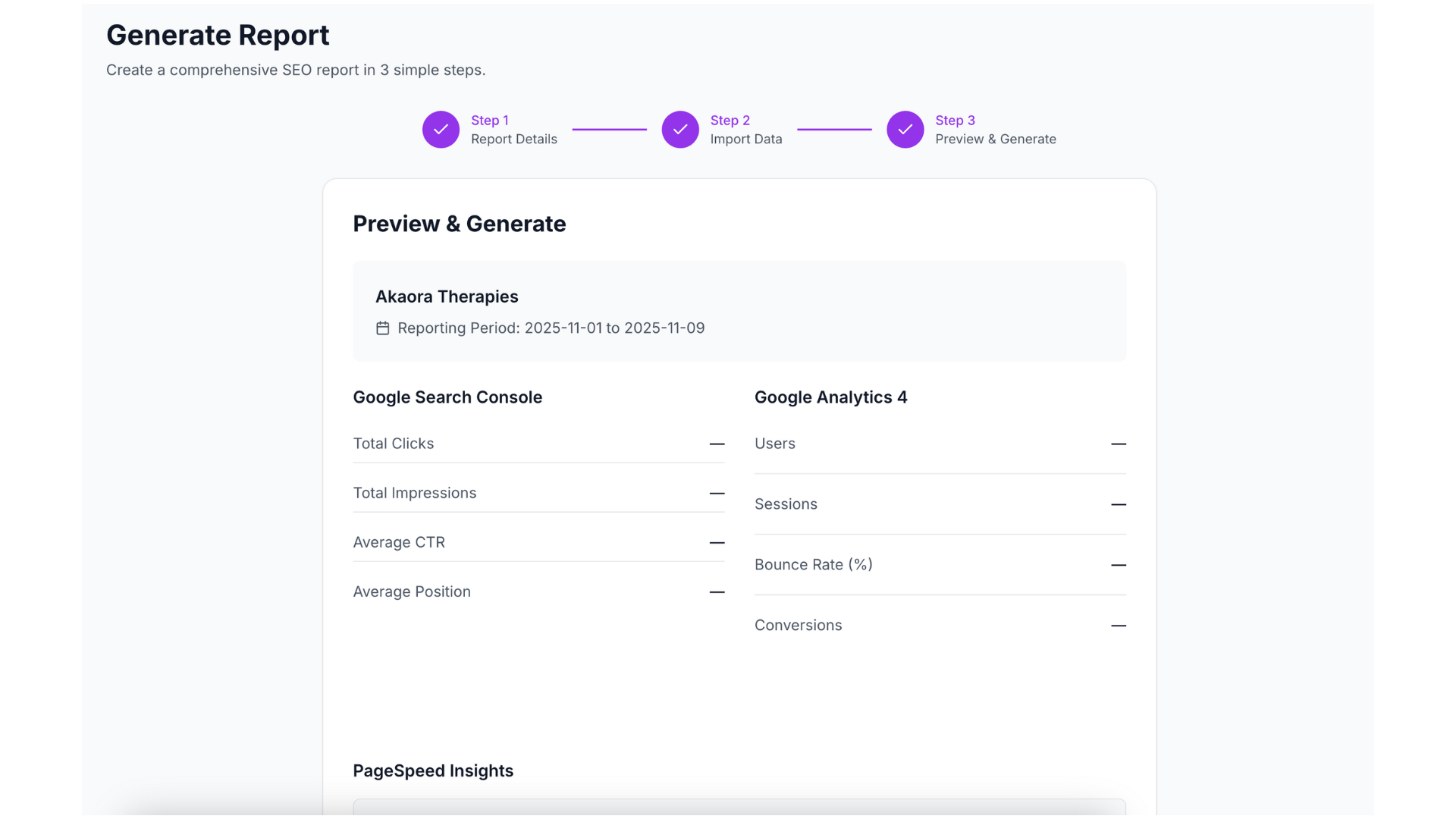 Generate Report Step 3